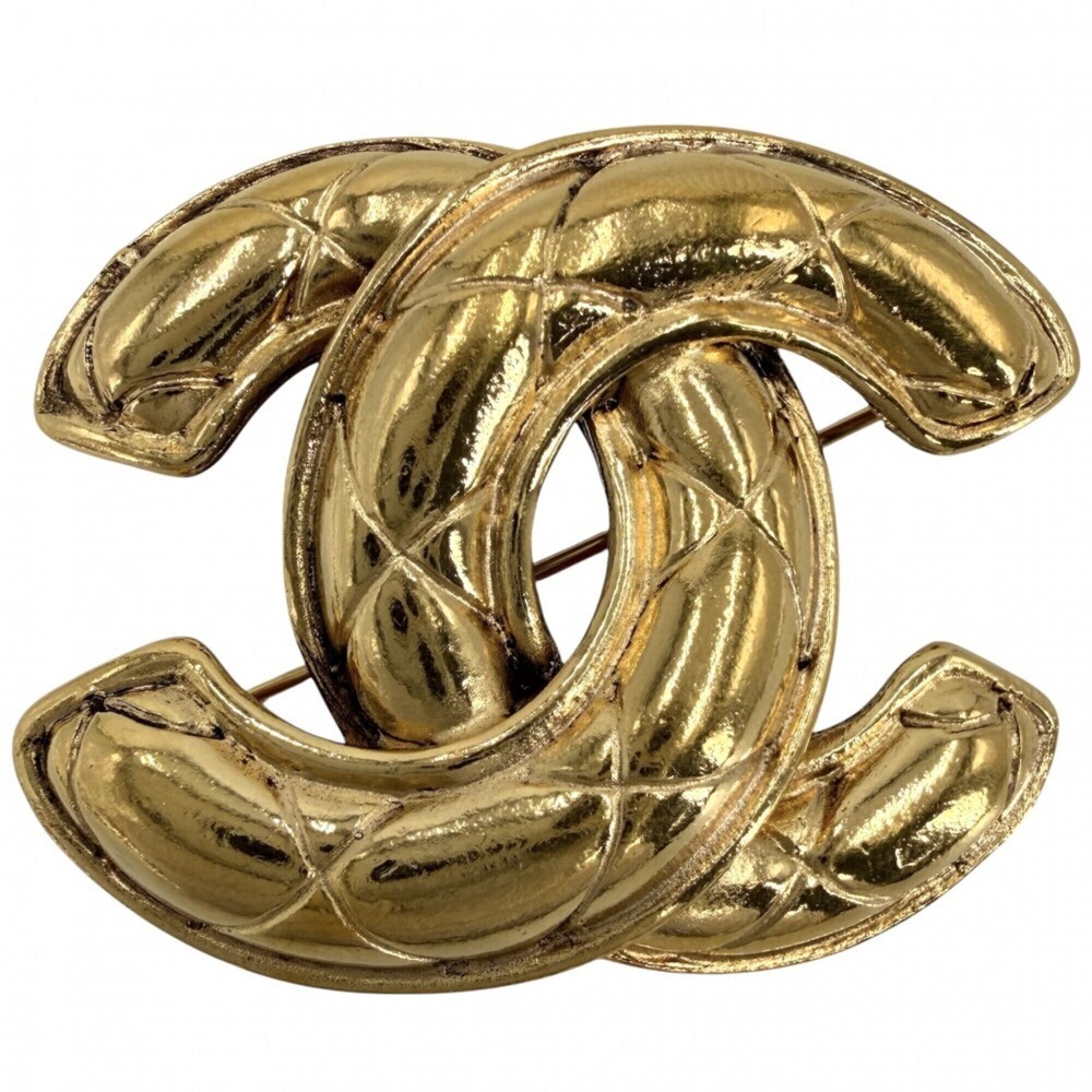 CHANEL Vintage Gold Logo Brooch